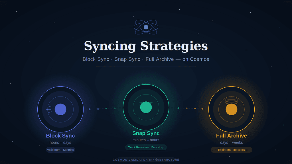 Syncing Strategies: Block Sync, State Sync, Snapshot Sync, and Full Archive Nodes on Cosmos